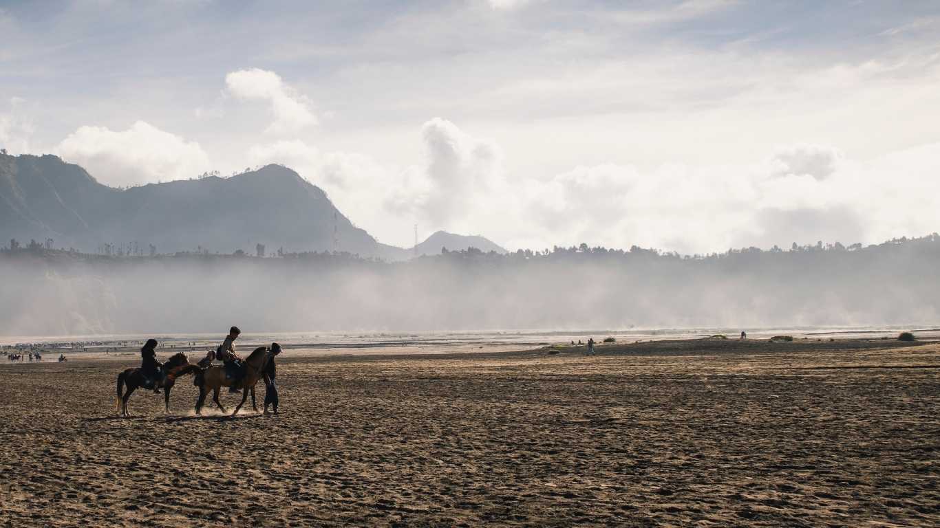 black sand on horseback