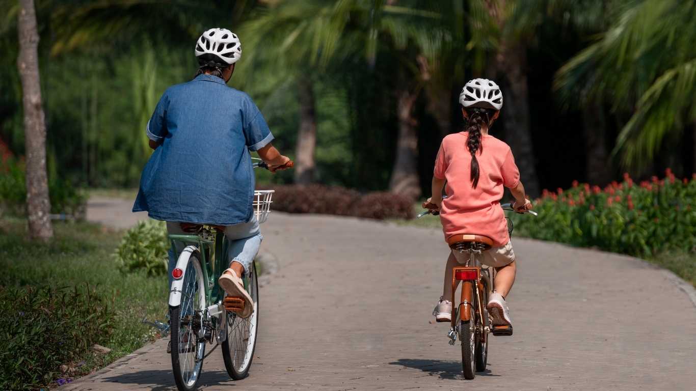 traditional village path with cycling